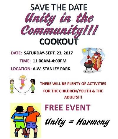 Unity in the Community Cookout Sep 23rd