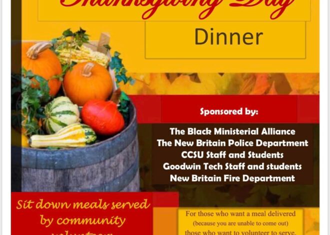 Thanksgiving Dinner for Those in Need to be Held by Black Ministers Alliance, Police and Fire Departments and CCSU and Goodwin Tech Staff and Students