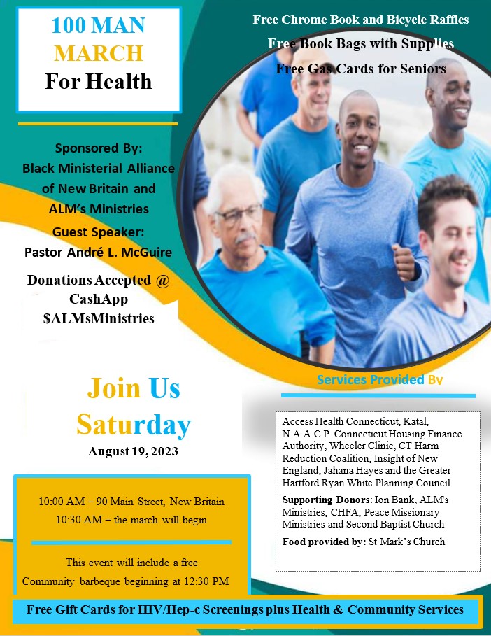 100 Man March and Health & Community Service Event to be Hosted by Black Ministerial Alliance of New Britain