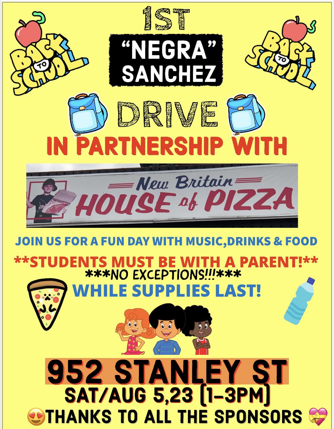 First “Negra” Sanchez Back to School Drive Event Planned