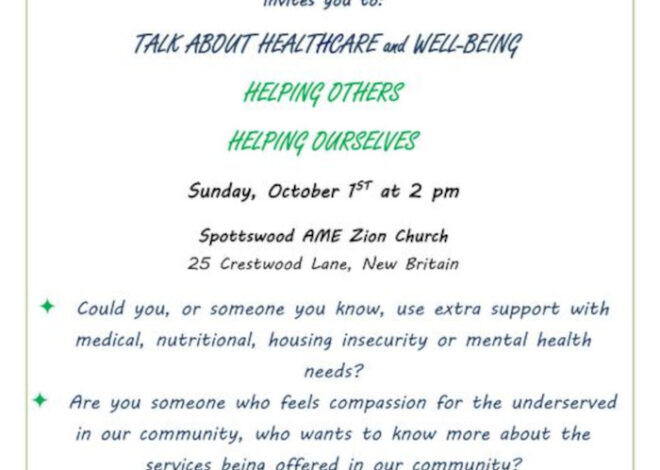 New Britain Area Interfaith Conference Hosting Talk About Healthcare and Well-Being