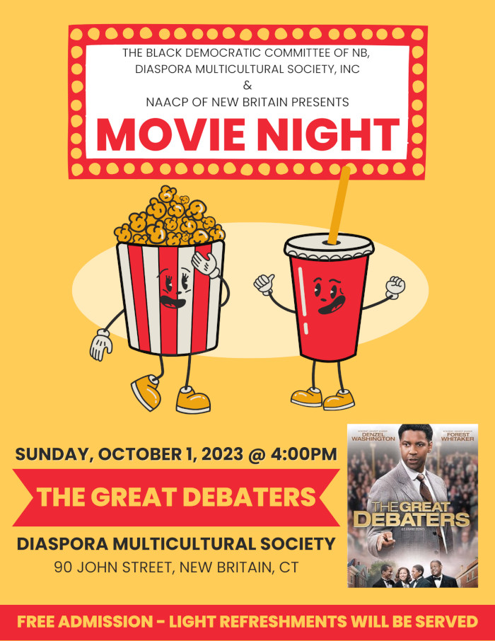 “The Great Debaters” Youth Movie Night Sponsored by Black Democratic Committee, Diaspora Society and NAACP