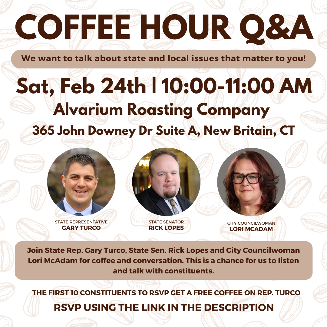 Sen. Lopes, Rep. Turco and Ald. McAdam Holding Coffee Hour Q&A