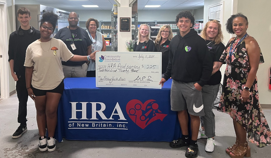 HRA Welcomes Donation from New Britain Youth Leads for Local Food Center