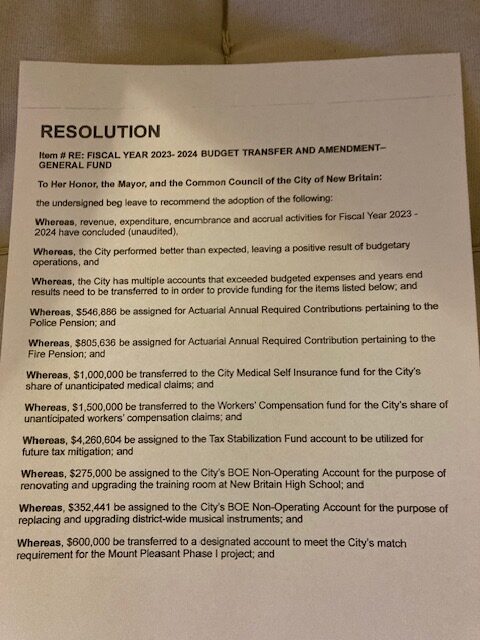 New Resolution #16 from the City Council Meeting 9-25-24: Fiscal Year 2023-2024 Budget Transfer and Amendment-General Fund.