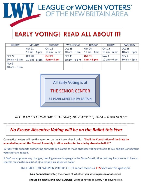 Flyer from League of Women Voters. All content also in article.