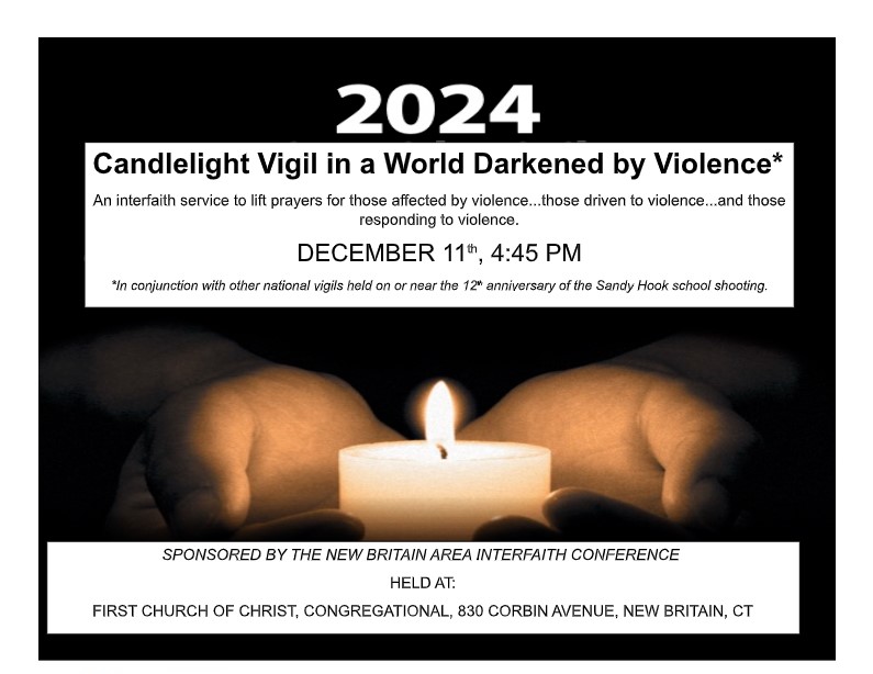 New Britain Area Interfaith Conference Organizing “Candlelight Vigil in a World Darkened by Violence”