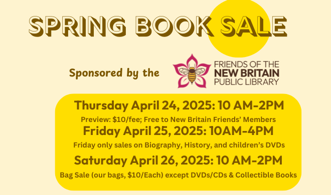 Friends of the New Britain Public Library Spring Book Sale Planned at New Britain Public Library