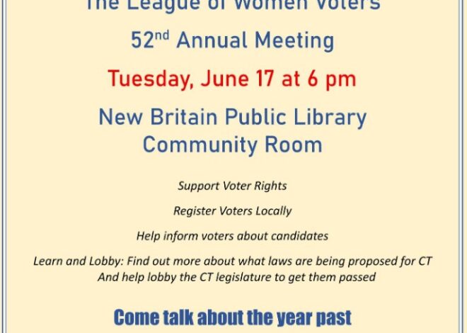 League of Women Voters Holding Annual Meeting