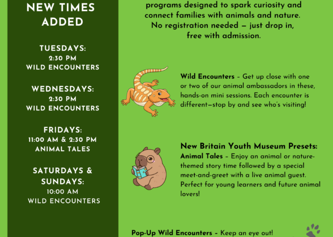 Weekday Wild Encounters and Animal Tales Events Happening at Hungerford Nature Center